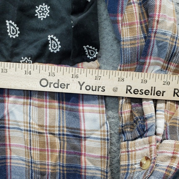 Tricia Fix Blouse Womens S Multi Plaid Paisley Upcycled Mixed Media Drawstring - Picture 4 of 6